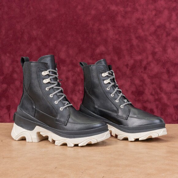 Sorel Women Brex Waterproof True Black Leather Platform Chelsea Boots sz 9 - Picture 1 of 8